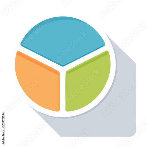 Flat design pie chart icon with three segments