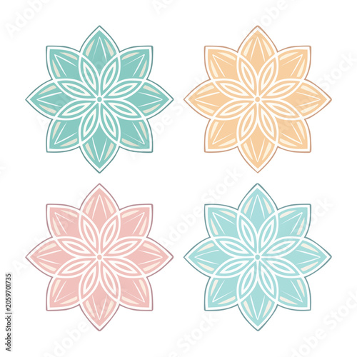 Minimalist Lotus Flower Mandala Set