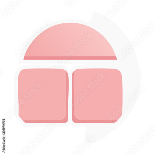 Pink flat design house icon with transparent background