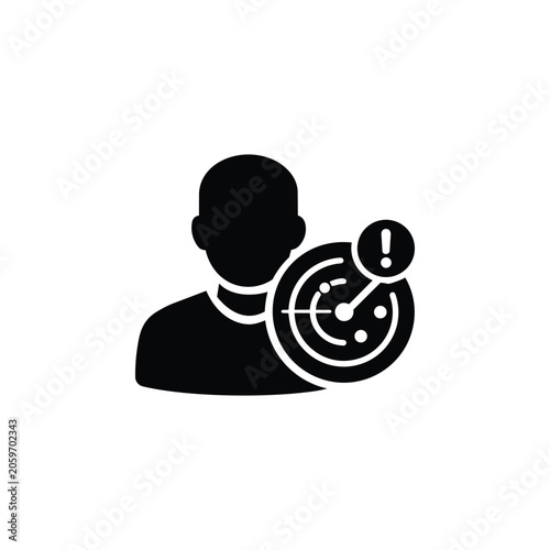 Security analyst security analyst icon with radar screen and alert symbol for professions theme