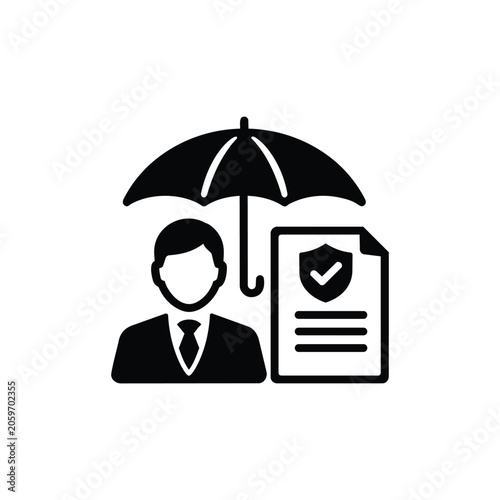 Insurance agent insurance agent icon with umbrella and policy document for professions theme