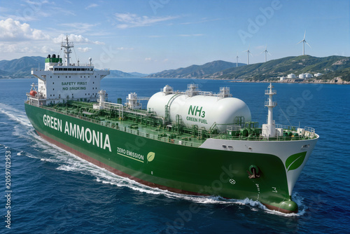 Green ammonia fuel shipping cargo tanker NH3 green fuel zero emission maritime transport sustainable shipping industry renewable energy vessel for decarbonization