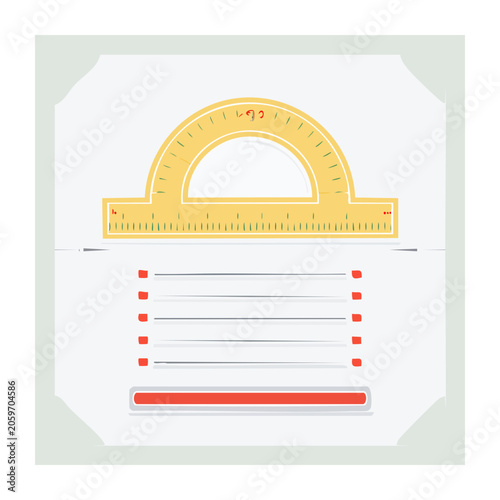 Flat design protractor and notebook illustration