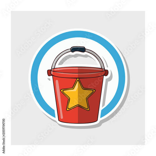 Red Bucket with Yellow Star Illustration