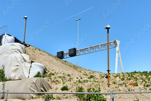 Obraz na płótnie Infrastructure Expansion Project: Digital Beacons Monitoring Ground Settlement F