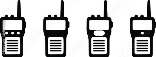 Quadro em tela Walkie Talkie Radio Vector Icon Set, Two Way Communication Device Silhouette Col