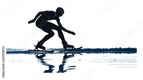 Foto Skater glides across the frozen surface during a competitive speed skating event