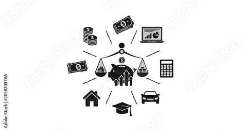 Weighing money and life balance concept