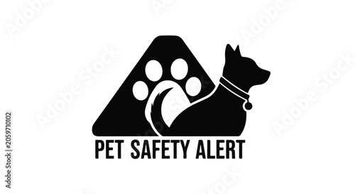 Pet safety alert sign with dog and paw