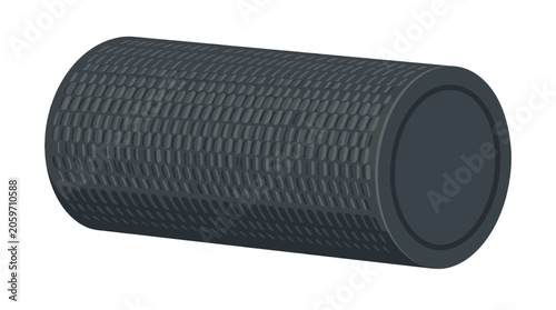 Black foam roller for muscle relief.