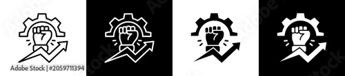 Tableau sur toile Motivation Icon In Outline And Glyph Styles With Black And White Variations