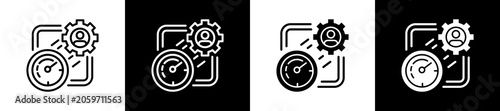 Foto Efficiency Icon In Outline And Glyph Styles With Black And White Variations