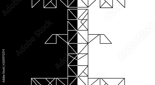 Geometric shapes forming abstract structure.