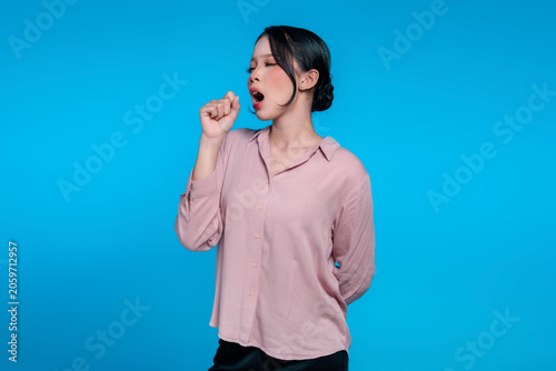 Yawning Indonesian Woman Feeling Sleepy