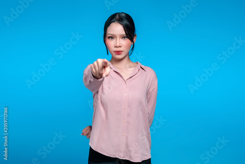 Indonesian Woman Pointing at Camera