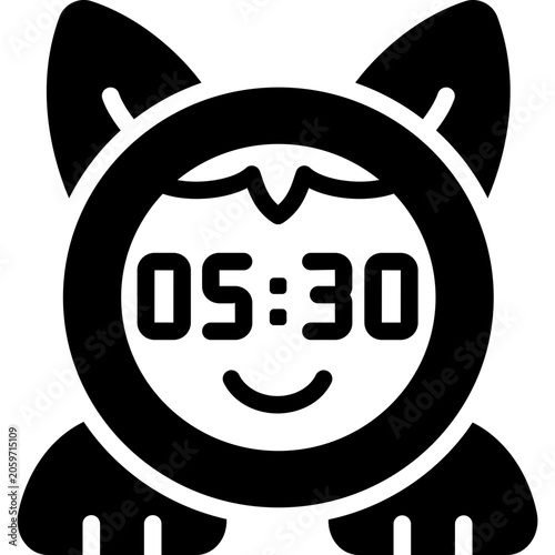 Kids Alarm Clock for Toddler Sleep Training and Wake Up Flat Icon