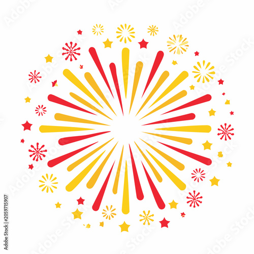 Red and Yellow Firework Burst with Stars