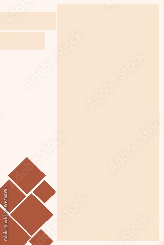 Fotografie Minimalist geometric background with warm terracotta diamond shapes and pastel cream color blocks, perfect for social media stories, banners, and modern corporate templates