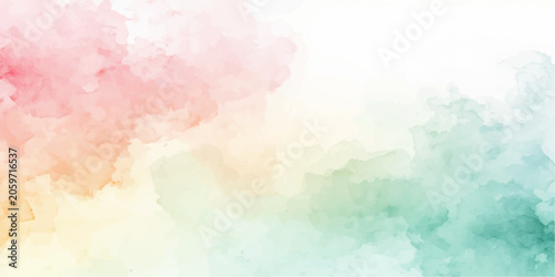 Obraz na płótnie Abstract watercolor sky background with soft clouds, colorful paint splashes and