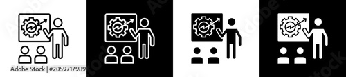Schilderij op canvas Course Icon In Outline And Glyph Styles With Black And White Variations