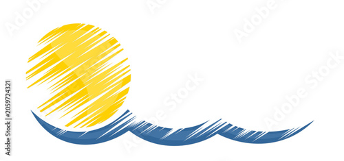 A sun dawn symbol in the sea.