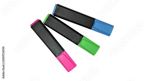 Foto Colorful highlighters set isolated on transparent background