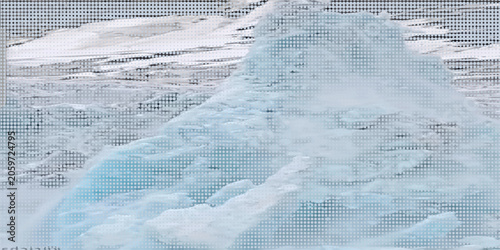 Snowy Ice Pile and Glacial Surface in Winter Landscape With Cold Blue Tones