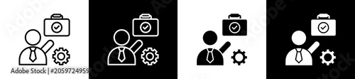 Occupation Icon In Outline And Glyph Styles With Black And White Variations