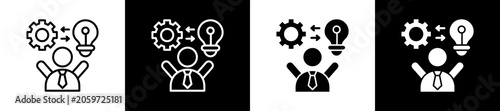 Photos Skill Icon In Outline And Glyph Styles With Black And White Variations