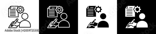 Foto Write Icon In Outline And Glyph Styles With Black And White Variations