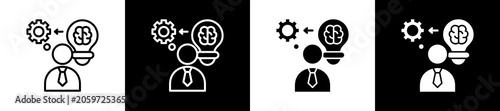 Εκτύπωση καμβά Think Icon In Outline And Glyph Styles With Black And White Variations