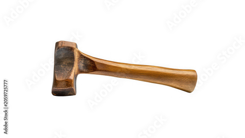 Wooden handled axe head on transparent background