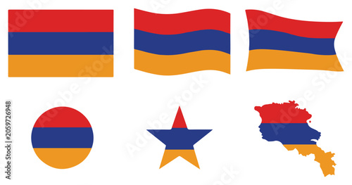 Foto armenia flag collection and country map vector set