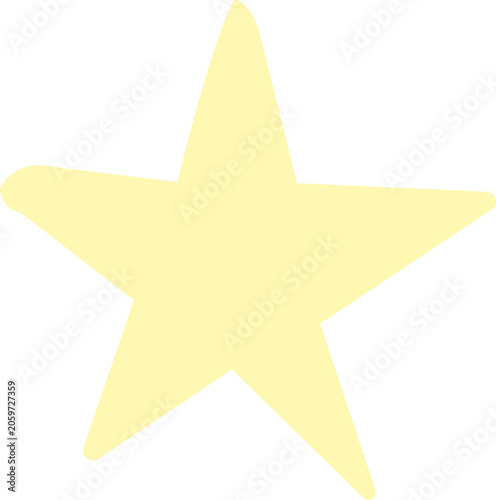 Estrela amarela, Yellow hand drawn star doodle graphic, Cute five pointed star vector illustration, Minimalist pastel yellow star sticker, Whimsical celestial element