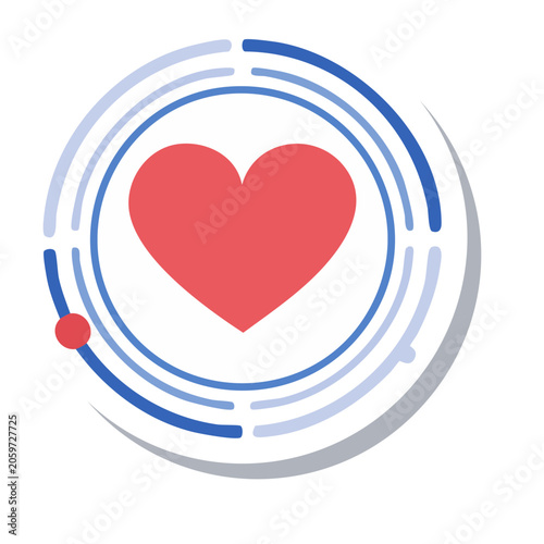 Red heart icon with circular wave design