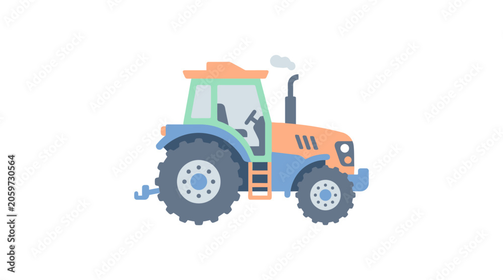 Naklejka premium Tractor with large wheels and cabin.