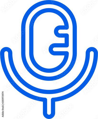 Εκτύπωση καμβά Microphone voice icon with blue stroke outline for voice record audio speak mic