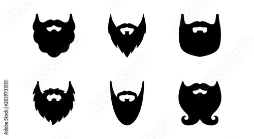 Beard Styles Vector Icons, Facial Hair Silhouettes, Grooming Elements, Male Fashion Graphics