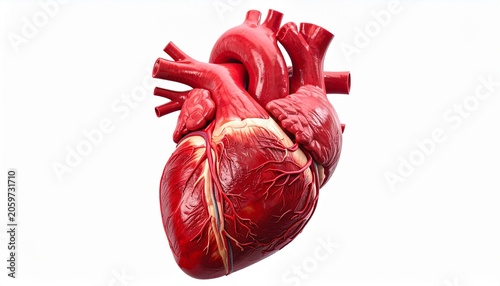 Anatomically Correct Human Heart Model Isolated on White Background