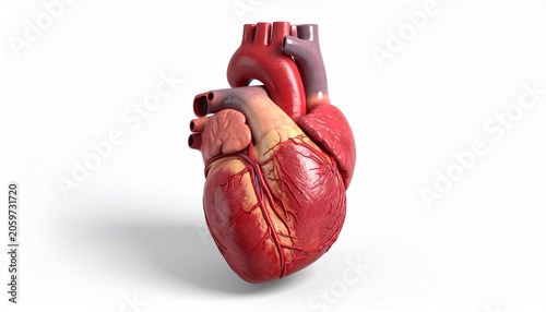 Anatomically Correct Human Heart Model Isolated on White Background