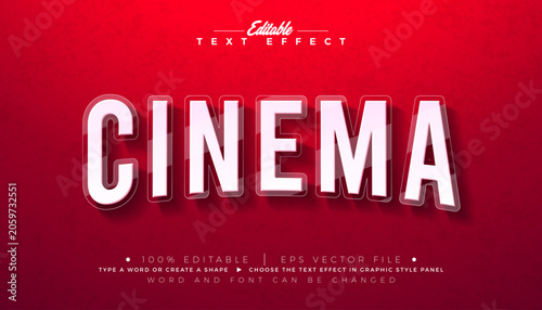 Konstfotografi Cinema Editable Text Effect Graphic Style with Bold White Movie Font on Red Background
