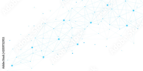 Quadro su tela Abstract Connected Dots and Lines Background with Digital Network Technology Con