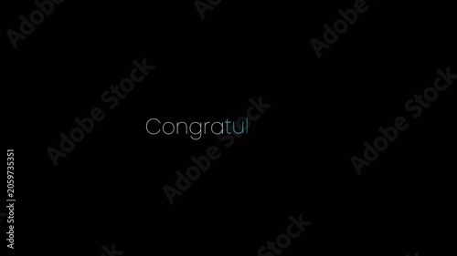 congratulations title reveal text animation with alpha channel 