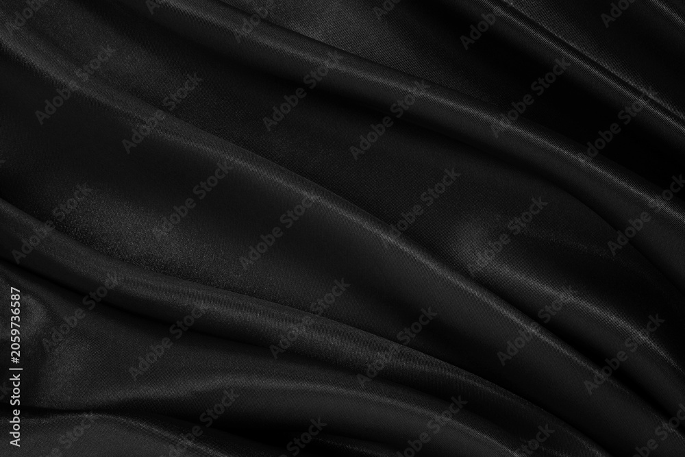 Obraz premium Black grey fabric texture background, detail of silk or linen pattern.