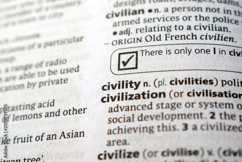 Photos Detail Of English Dictionary Page And Word Pronunciation Of - civility