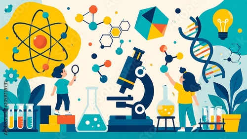 Bright Science Laboratory Exploration Educational Mural For STEM Learning And Discovery