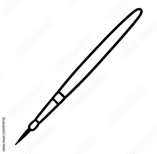 Fine detail artist paint brush for watercolor line art icon

