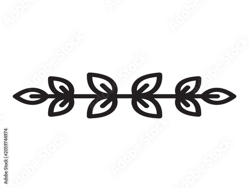Leaf Divider Line Art Illustration