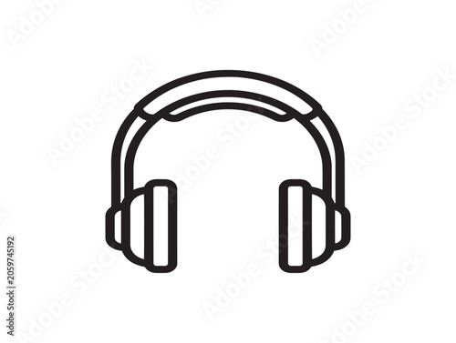 Black Line Art Headphones Icon Vector Illustration Minimalist Audio Accessory