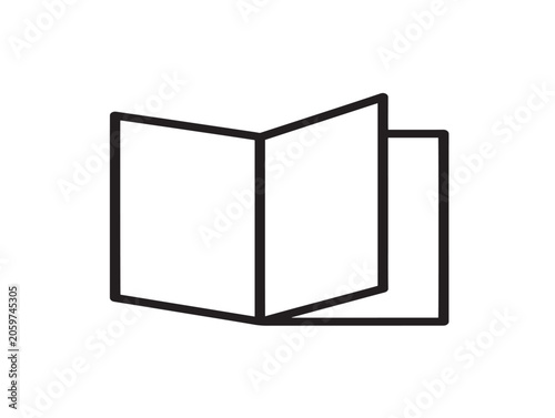 Open blank booklet line art vector illustration for design mockup